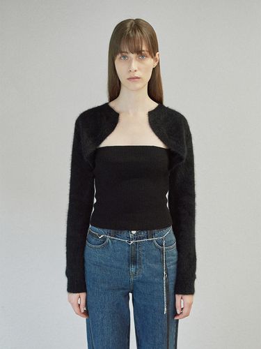 Layered Tube Top Cardigan_Black - DIAGONAL - Modalova