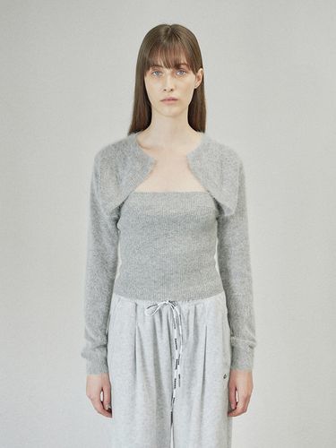 Layered Tube Top Cardigan_Light Grey - DIAGONAL - Modalova