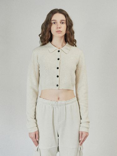 Collar Crop Knit Cardigan - DIAGONAL - Modalova