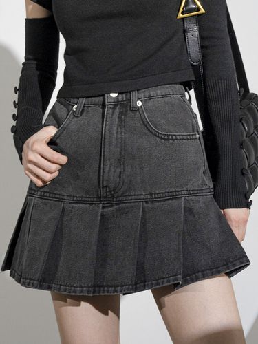 Pleated Denim Skirt_Grey - AVANDRESS - Modalova