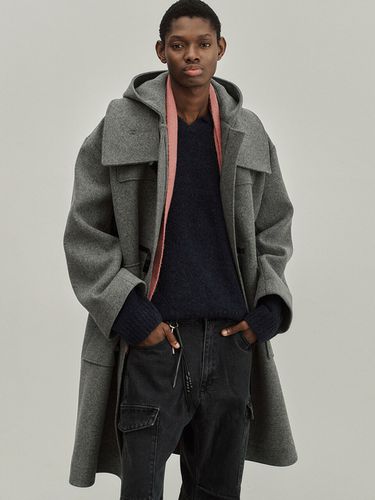 Overfit Hoodie Duffel Coat _ Grey - NOIRER - Modalova