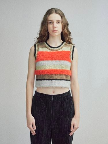 Mixed Stripe Knit Vest_Red - DIAGONAL - Modalova