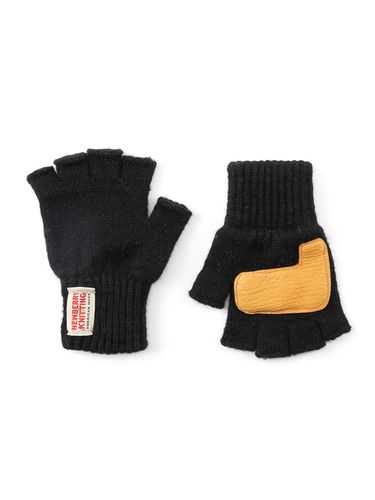 Deer Leather Padded Fingerless Wool Glove / - NEWBERRY KNITTING - Modalova