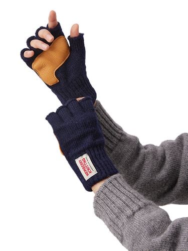 Padded Fingerless Wool Glove / Navy - NEWBERRY KNITTING - Modalova