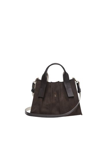 Lucky Pleats Canvas Tote Bag Small_Dark Brown - JOSEPH & STACEY - Modalova