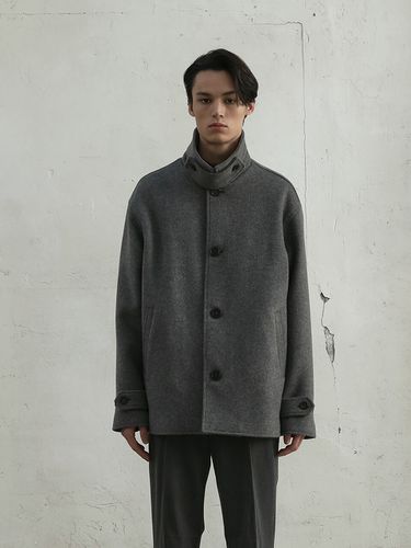 Wool Half Coat_Melange Gray - FILLCHIC - Modalova