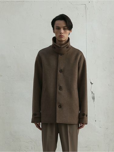 Wool Half Coat_Melange Brown - FILLCHIC - Modalova