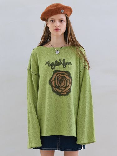 Rose Stitch Knit Top - Green - THE ASHLYNN - Modalova