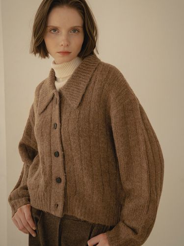 Wool Collar Cardigan_Tan Brown - Siyazu - Modalova