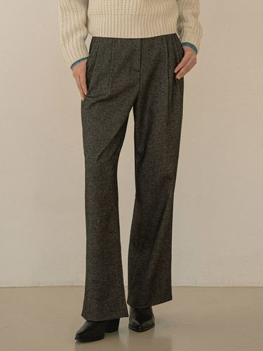 SIPT7061 Wool Two Tuck Wide Slacks _Melange Grey - Siyazu - Modalova