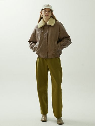 Fleece Lined High Rise Pants _Olive - Enor - Modalova