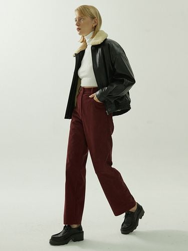 High Rise Corduroy Wide Pants _Burgundy - Enor - Modalova