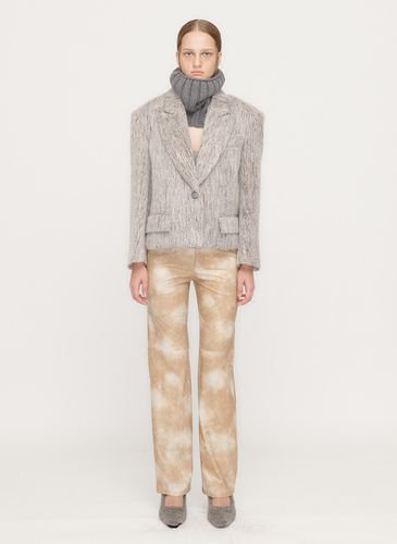 Faux Leather Tie Dye Pants (Beige) - OPEN YY - Modalova