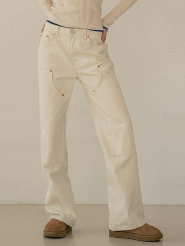 SIJN6043 Loose Fit Boot-cut Denim Pants _Cream - Siyazu - Modalova