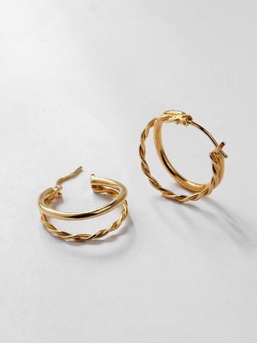 Twirl Round Two Line Hoop Earrings - TATIANA - Modalova