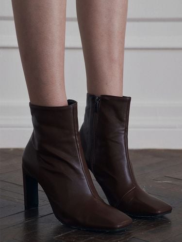 Square Line Ankleboots Heel- Brown - ADAUL - Modalova