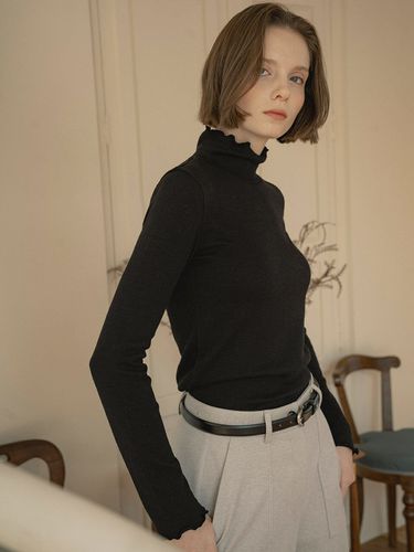 SITP 5081 Cashmere Blended Turtleneck Top _Black - Siyazu - Modalova