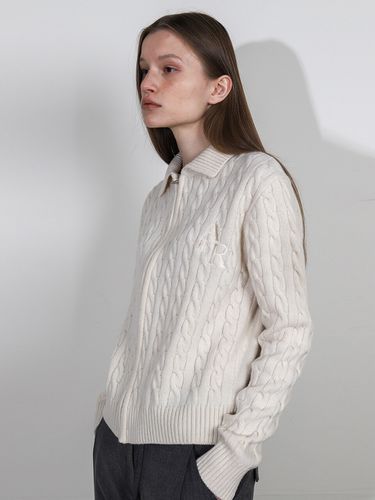 Reversible Cable Zip Cardigan _Cream - AEER - Modalova