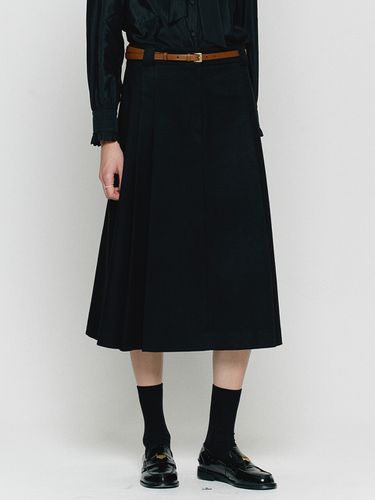 Pleated Midi Skirt - Black - BEMUSE MANSION - Modalova