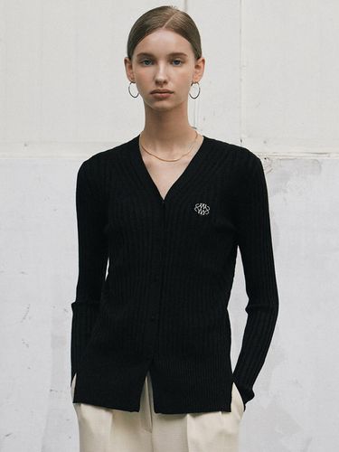 Nicole Ribbed Slit Cardigan _Black - NICK&NICOLE - Modalova