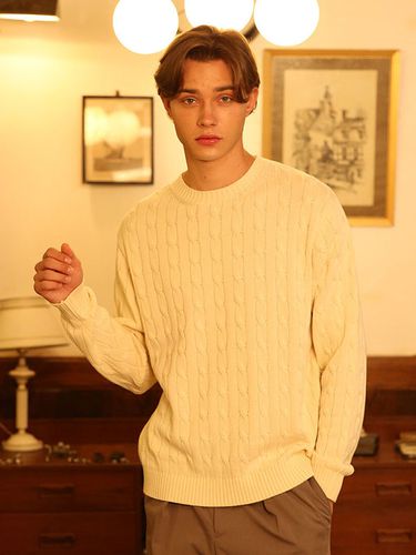 Cable Crewneck Sweater [Ecru] - Bellief - Modalova