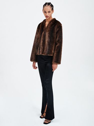 Daria Eco Fur Jacket_Dark Brown - HAVELESS - Modalova