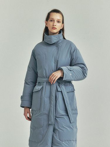 Belted Down Long Coat_Blue - ahwe - Modalova