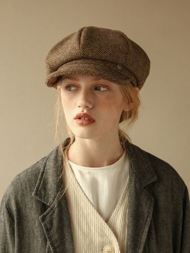 Classic Newsboy Casquette_ Herringbone - Brown Hat - Modalova