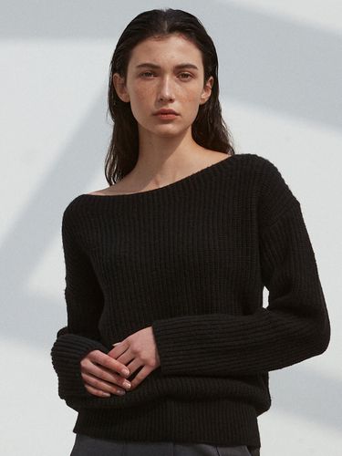 Wool Off-Shoudler Knit_Black - ouie - Modalova