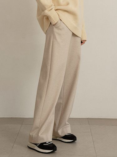 P3136 Herringbone Wide Slacks_Light Beige - vanone atelier - Modalova