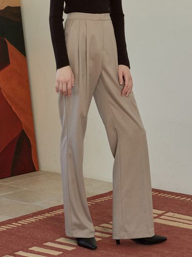 Wide Pleated Flare Pants - Beige - JOORTI - Modalova