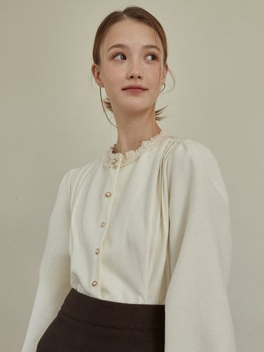 Lace Collar Blouse - Off White - JOORTI - Modalova