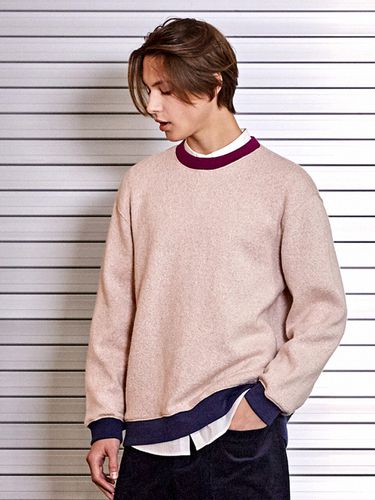 Wool Mixed Rib Coloring Over-fit Sweatshirt - CUSTOM US - Modalova