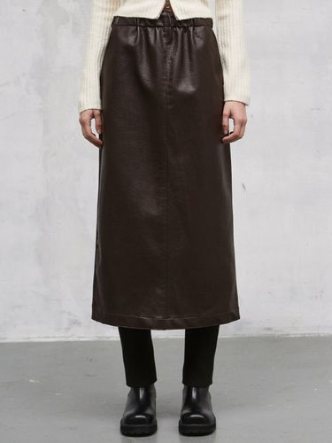 Leather Banding Long Skirt _Brown - NICK&NICOLE - Modalova