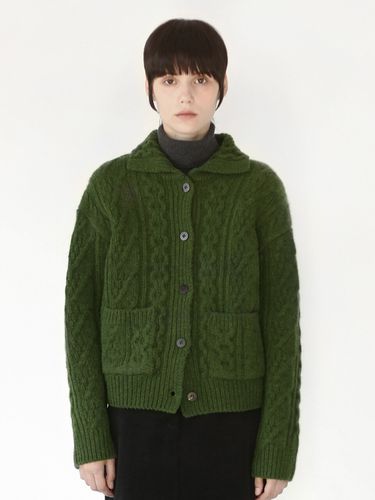 Aran Knit Cardigan _ Green - tetu - Modalova