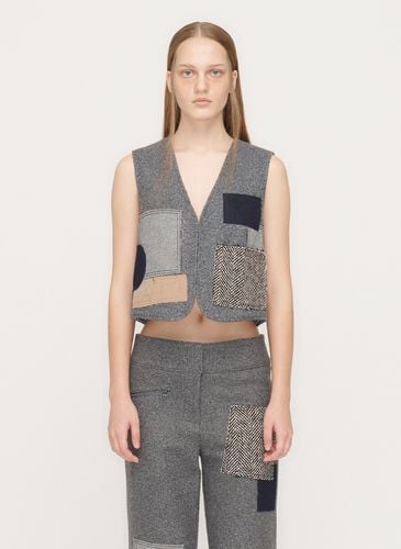 Raw-cut Patchwork Vest _Gray - OPEN YY - Modalova