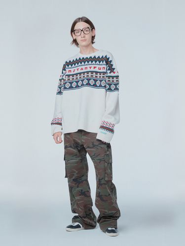 Ms Jacquard Wool Knitted Sweater _Cream - INSTANTFUNK - Modalova