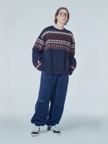 Ms Jacquard Wool Knitted Sweater _Navy - INSTANTFUNK - Modalova