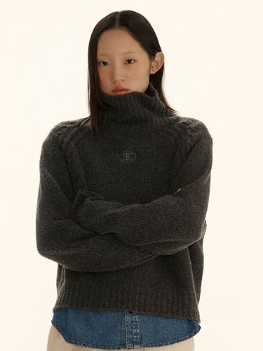 Boucle High Neck Knit_Grey - sienne - Modalova