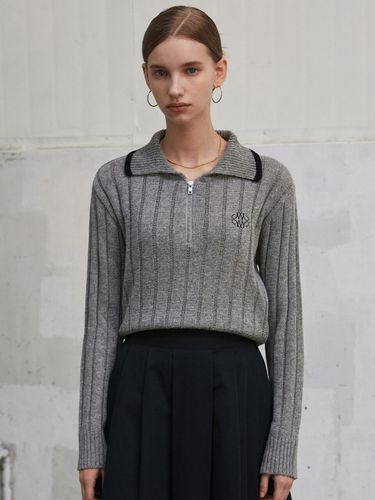 Nicole Ribbed Half Zip-up Knit Sweater _Gray - NICK&NICOLE - Modalova