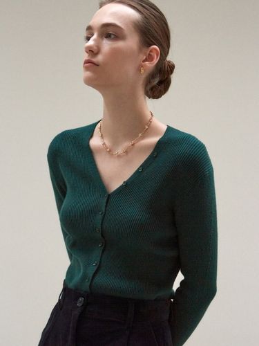 Button Slim Knit Cardigan _Deep Green - NICK&NICOLE - Modalova