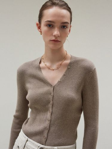 Button Slim Knit Cardigan _Brown - NICK&NICOLE - Modalova