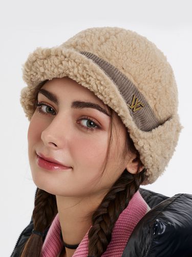 Corduroy Fleece Earmuff Cap Cona 6 Colors - WHITE SANDS - Modalova