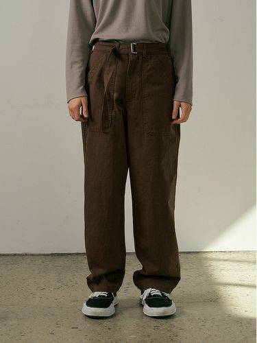 Wide-Leg Belted Pants _ Brown - endoor - Modalova