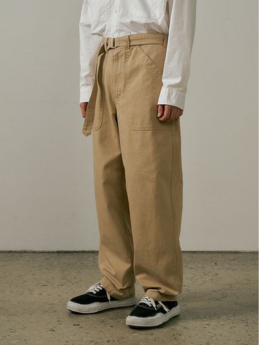 Wide-Leg Belted Pants _ Beige - endoor - Modalova