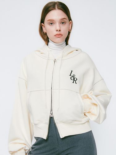 Lossy Big Logo Crop Zip Hoodie_Cream - LOSSYROW - Modalova