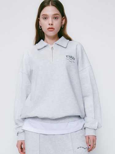 Paris Half Zip Sweatshirt_White Melange - LOSSYROW - Modalova