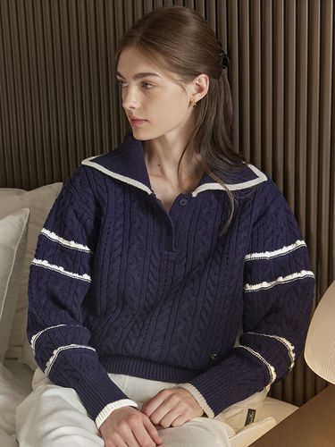 Mary Collar Knit _Navy - NONLOCAL - Modalova