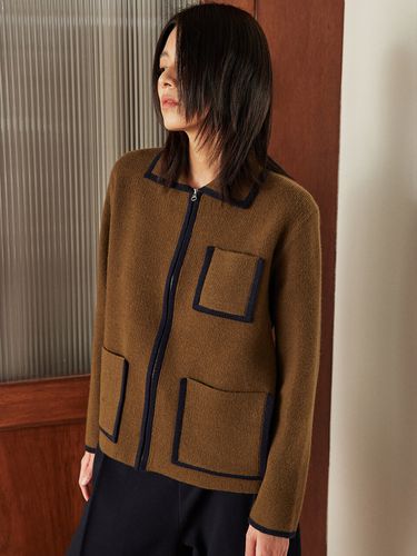 Lining Zip-up Knitted Cardigan _ - whatever we want - Modalova