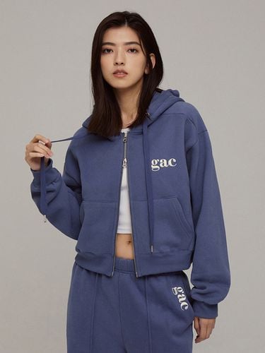 Crop Fleece Hoodie Zip-up [Blue] - GAC - Modalova